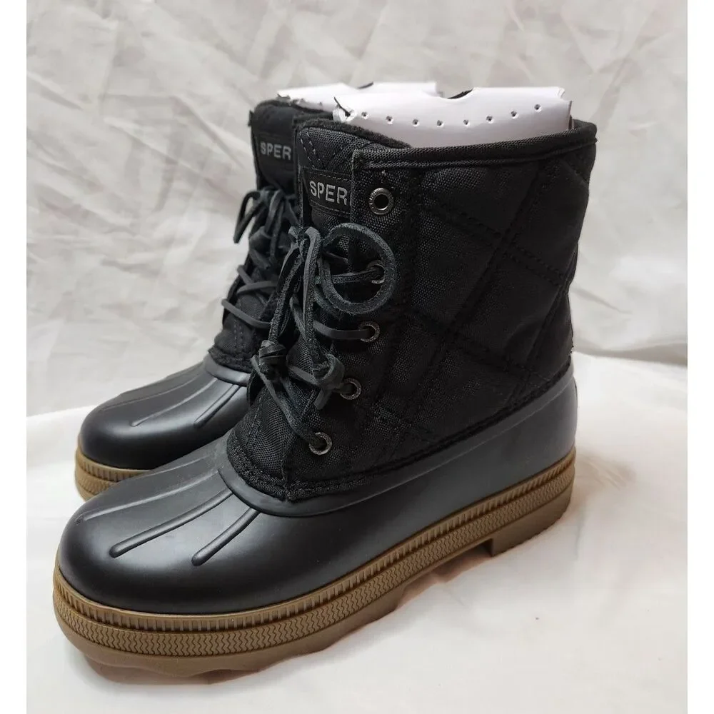 Sperry Saltwater 2.0 Lace-Up Boots Women's 7.5 Black